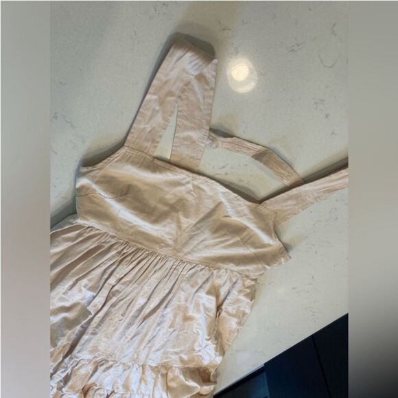 By Anthropologie Midi Apron Dress Ivory Cream with Pockets Small - Picture 9 of 12